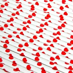 Image of Red Heart Paper Straws