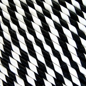 Image of Black Striped Paper Straws