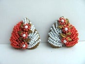Image of Coral and White Leaf Earrings