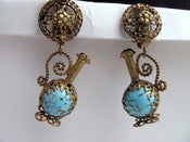 Image of 1930's Turquoise Urn Earrings