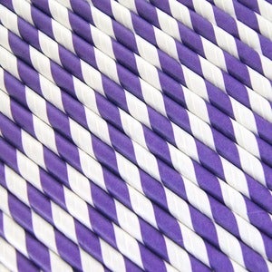 Image of Purple Striped Paper Straws
