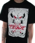 Image of AMASS THE GRAVE BLACK SKULL SHIRT WITH DESIGN