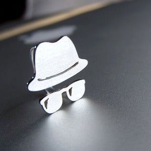 Image of Fedora Hat with Sunglasses - Handmade Silver Rings