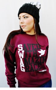 Image of 039-SWAG MAROON UNISEX CREW SWEATSHIRT