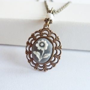 Image of Prelude Cameo Necklace (grey)