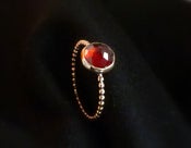 Image of 14k pink rose recycled gold filled Garnet  stackable ring, dotted stacking ring, made to order