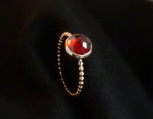 Image of 14k pink rose recycled gold filled Garnet  stackable ring, dotted stacking ring, made to order