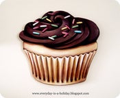 Image of JUMBO Chocolate frosted Cupcake wood diecut