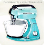 Image of JUMBO Aqua Vintage Mixer wood diecut