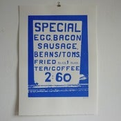 Image of Big Breakfast screenprint on paper - Blue