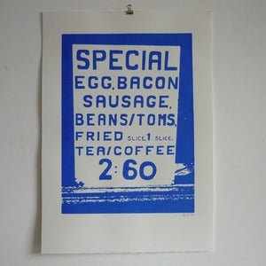 Image of Big Breakfast screenprint on paper - Blue