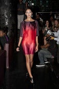 Image of Magnificent Maria Severyna silk color bleed Dress with chiffon attached cape