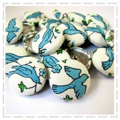 Image of Blue Bird fabric covered Buttons by Lou Lou