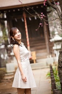 Image of Choker Dress - Beige and Flowers