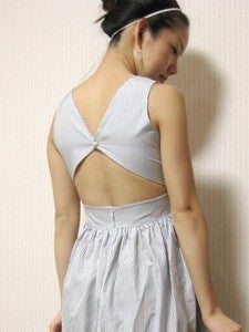 Image of Stripe and Ruffles Tuxedo Dress - Open Back - Made to Order