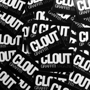 Image of CLOUT Graffiti Magazine Stickers - Black (10 - 2x3")