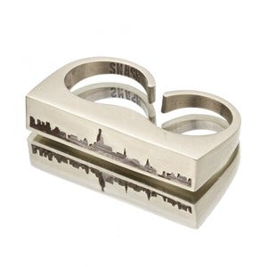 Image of DOUBLE FINGER NYC SKYLINE CUT-OUT RING 