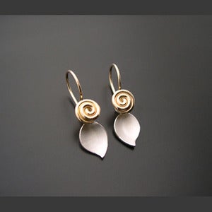 Image of Rosette with leaf earrings