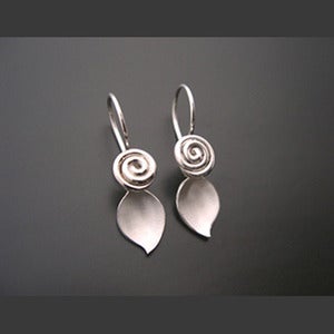 Image of Sterling Rosette with Leaf Earrings