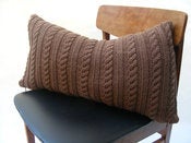 Image of Hand Knit Cushion 40 x 70cm - chocolate cable knit