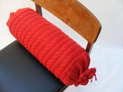 Image of Hand Knit Bolster 45 x 17cm - red cable knit
