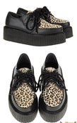 Image of Demonia Suede Platform Leopard Print Creeper Shoes 