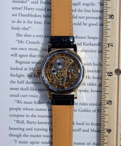 Image of Black and Gold Mechanical Wind-Up Wrist Watch
