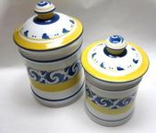 Image of Herend Hungary Village Pottery "Splash" Medium & Large Canister Set