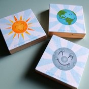 Image of Happy Planets - World, Sunshine and Moon Art Blocks 