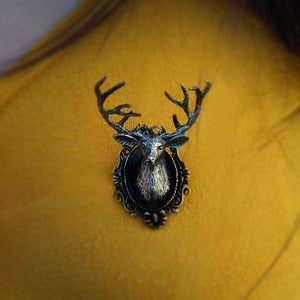 Image of Cameo Deer Brooch Pin | Woodland Boutonniere 