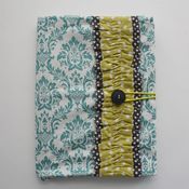 Image of covered notebook - turquoise damask 