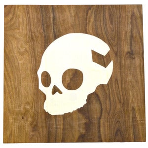 Image of skull wood panel
