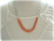 Image of Silver Chunky Link Necklace with Coral Centre Chain 