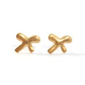 Image of bow earrings, vermeil