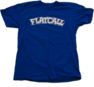 Image of <b>FLATCALL ORIGINAL</b> <br> WHITE ON ROYAL BLUE POKER T-SHIRT