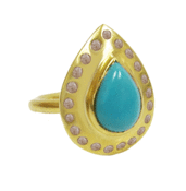 Image of Kara Ackerman <i> Alice Rose <i/> Turquoise and Diamond Pear shaped Ring