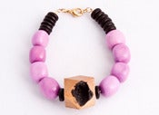 Image of BoxWood Geode and Pink Chalk Turquoise Bracele