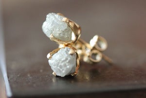 Image of Large Rough Diamond Stud Earrings