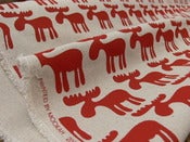 Image of Moose Handprinted Fabric - New 'Dessert Red'