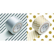 Image of MT Masking Tape wide, silver stripes, gold dots