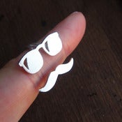 Image of Mr. Mustache with Sunglasses Version 2- Handmade Silver Ring