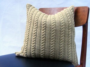 Image of Hand Knit Cushion 40 x 40cm - avocado cable knit