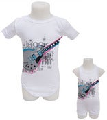 Image of BODY BÉBÉ ou BODYSHORT "GUITARE" BLANC 3 À 24 MOIS