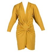 Image of Rynkekjole i gul/orange stribet jersey