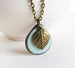 Image of Brass Leaf Necklace with Robin's Egg Blue Enamel Pendant