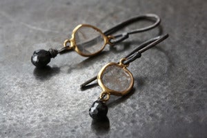Image of Black and White Diamond Slice Earrings