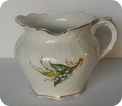 Image of Vintage White Ironstone Compote with Lily of the Valley