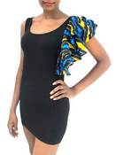 Image of The 'NAKSHI' Frill Dress (Blue|Yellow)