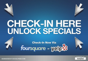 Image of Buzz Badge - Foursquare-Yelp "Check-In Here" Window/Door Stickers and Clings
