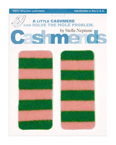 Image of Iron-on Cashmere Elbow Pads -PINK & GREEN - Limited Edition!